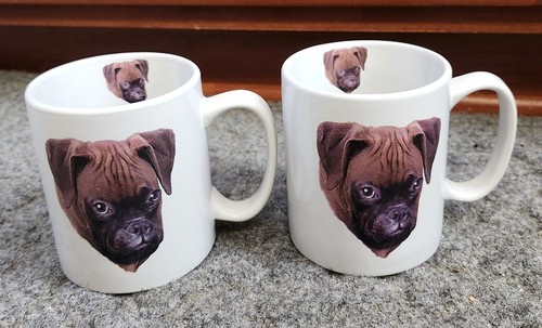 Brown boxer face coffee mugs - brown,