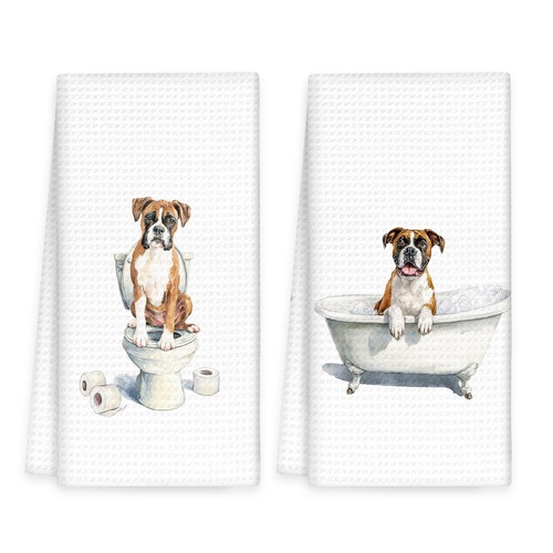 Funny boxer dog hand towels - funny,